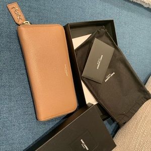Saint Laurent Leather Zip Around Wallet